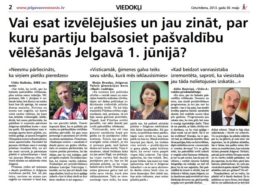 «Reģionu alianses» Jelgavas nodaļa satraucas par slēptu reklāmu pašvaldības izdevumā; tā redaktore noliedz pasūtījuma varbūtību